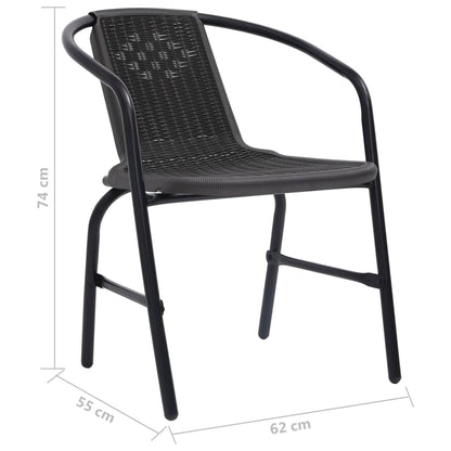 Garden Dining Set Black Steel 5 Piece Set Stackable