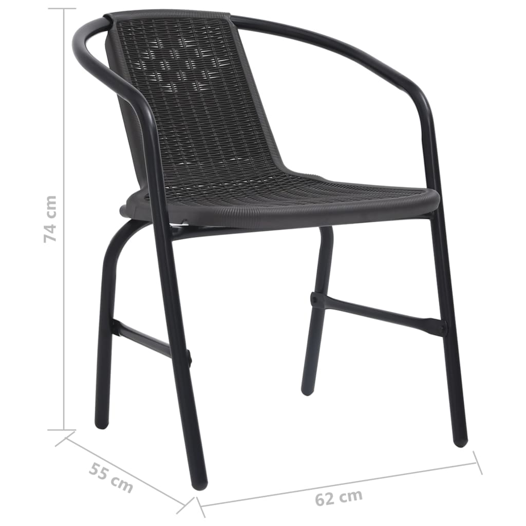 Garden Dining Set Black Steel 5 Piece Set Stackable