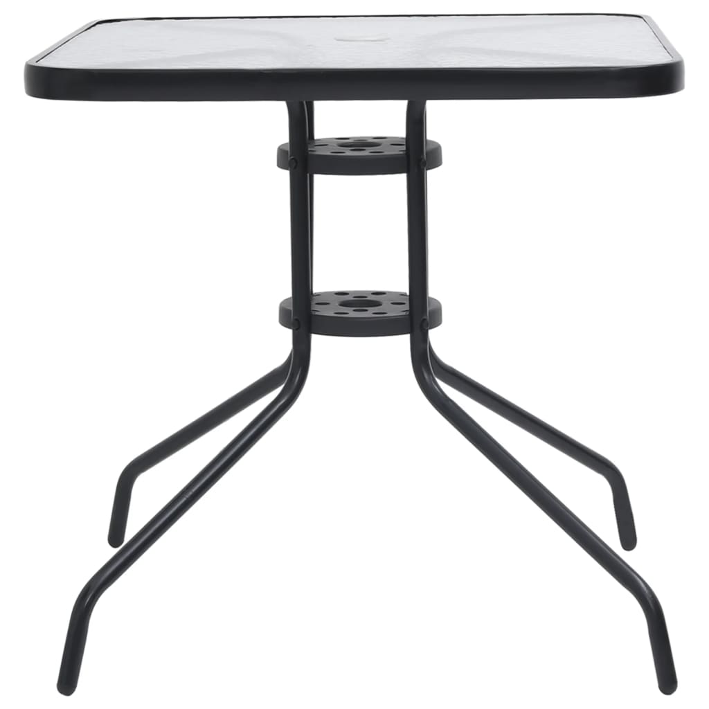 Garden Dining Set Black Steel 5 Piece Set Stackable