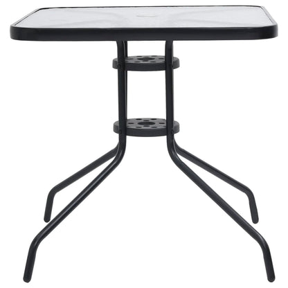 Garden Dining Set Black Steel 5 Piece Set Stackable