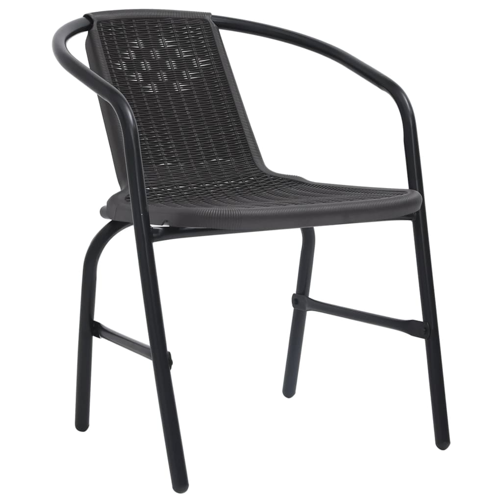 Garden Dining Set Black Steel 5 Piece Set Stackable