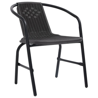 Garden Dining Set Black Steel 5 Piece Set Stackable