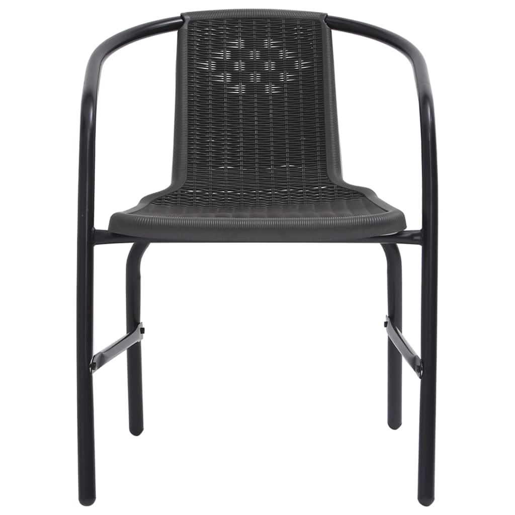 Garden Dining Set Black Steel 5 Piece Set Stackable