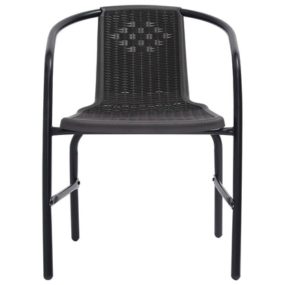 Garden Dining Set Black Steel 5 Piece Set Stackable