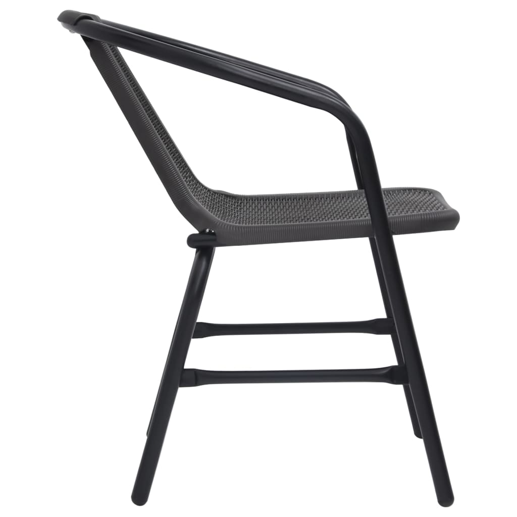 Garden Dining Set Black Steel 5 Piece Set Stackable