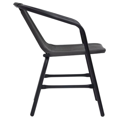 Garden Dining Set Black Steel 5 Piece Set Stackable