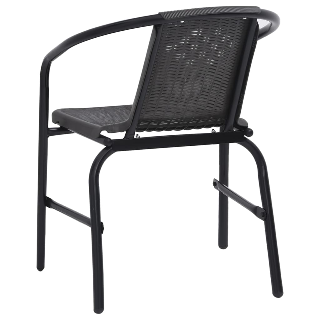 Garden Dining Set Black Steel 5 Piece Set Stackable