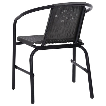 Garden Dining Set Black Steel 5 Piece Set Stackable