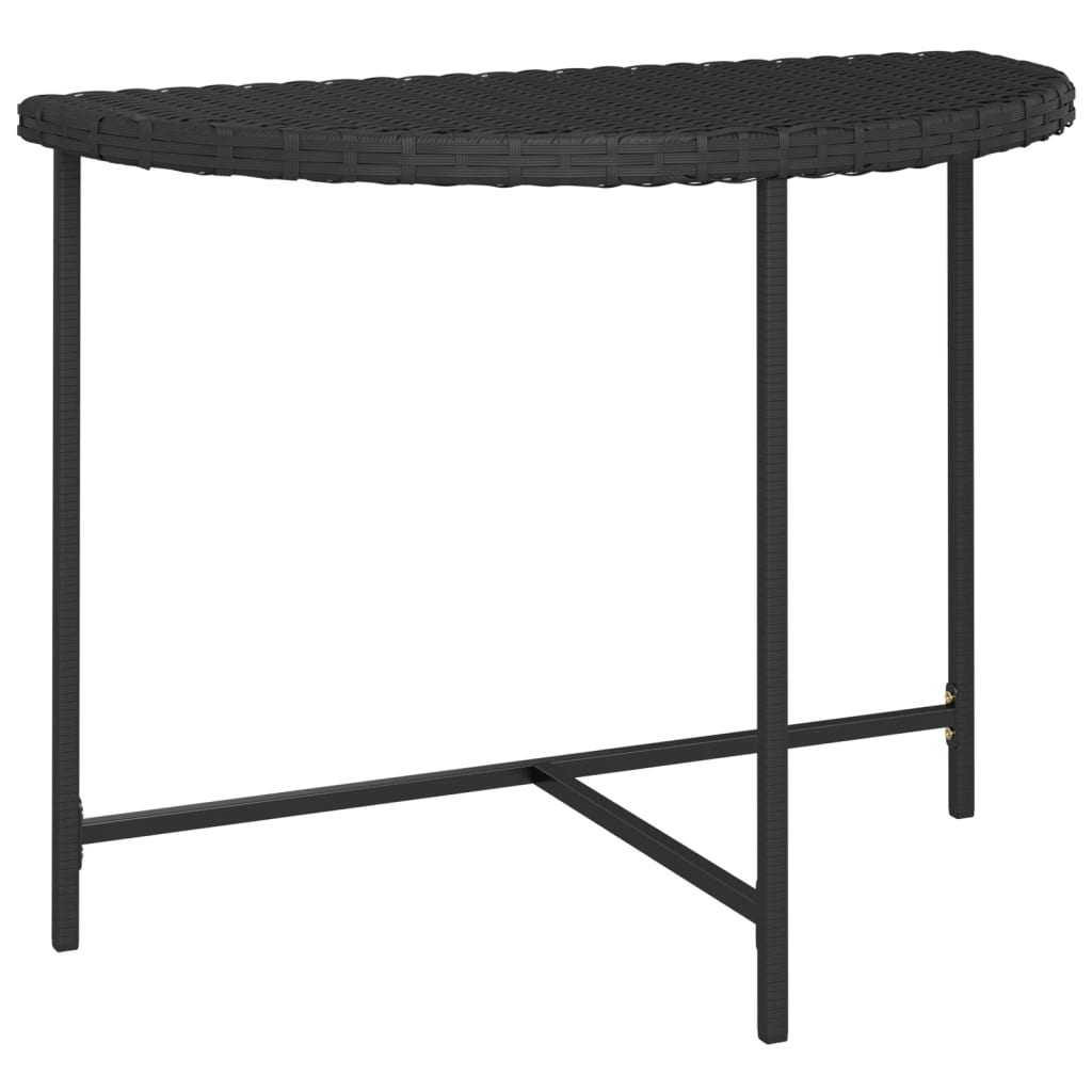 Garden Table Black Poly rattan, Powder-coated steel 39.4x19.7 in
