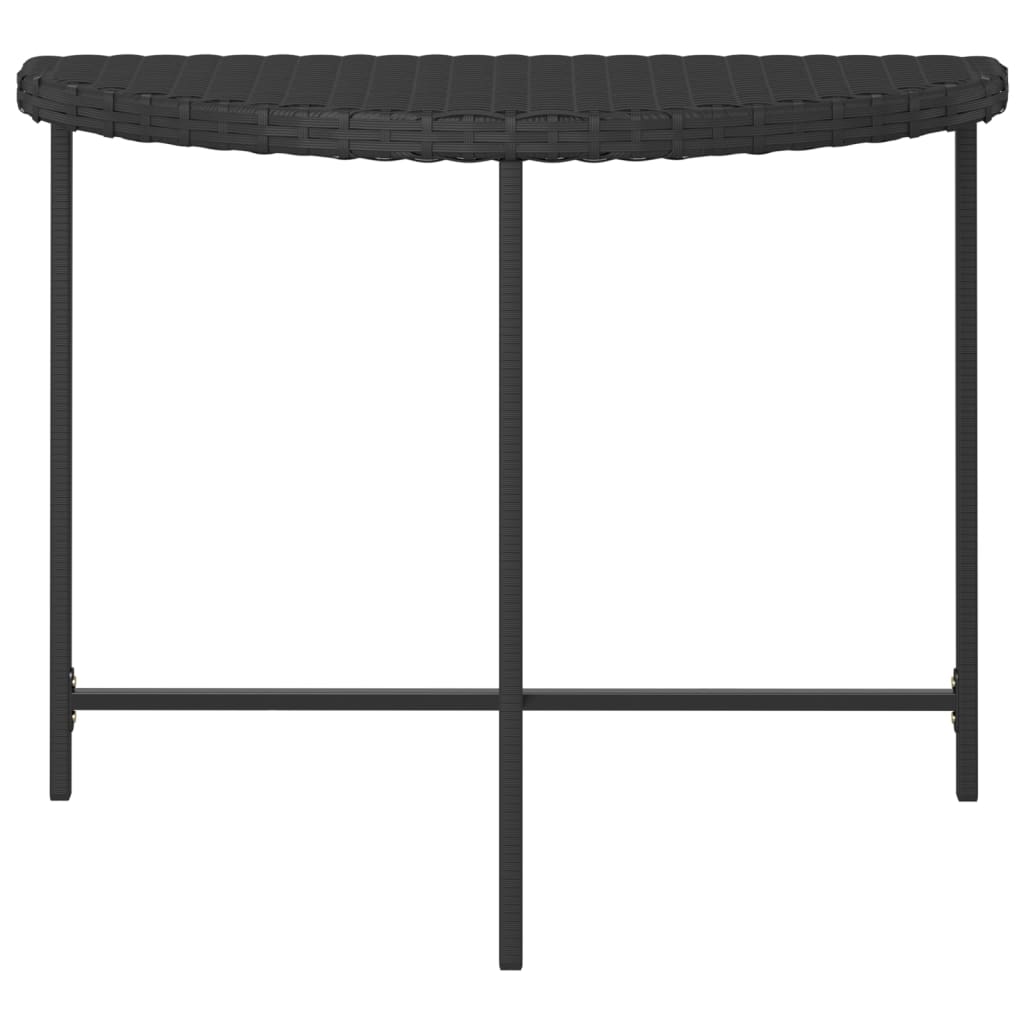 Garden Table Black Poly rattan, Powder-coated steel 39.4x19.7 in