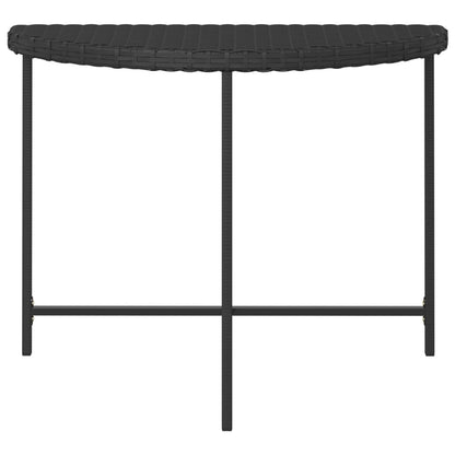 Garden Table Black Poly rattan, Powder-coated steel 39.4x19.7 in