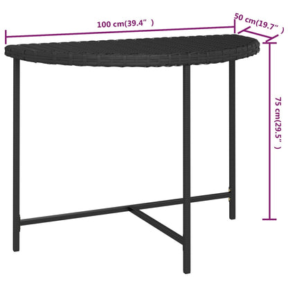 Garden Table Black Poly rattan, Powder-coated steel 39.4x19.7 in