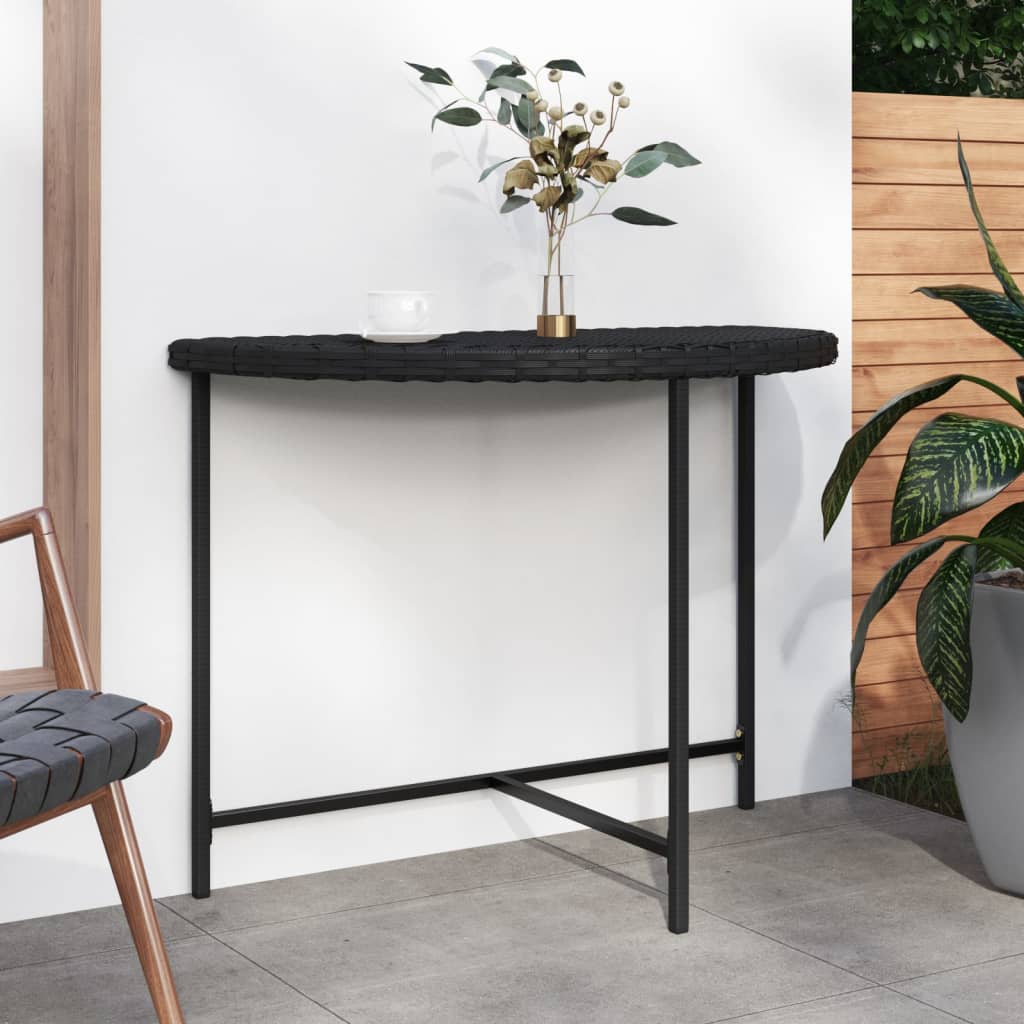 Garden Table Black Poly rattan, Powder-coated steel 39.4x19.7 in