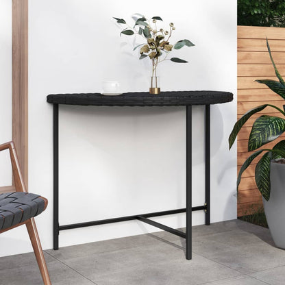 Garden Table Black Poly rattan, Powder-coated steel 39.4x19.7 in