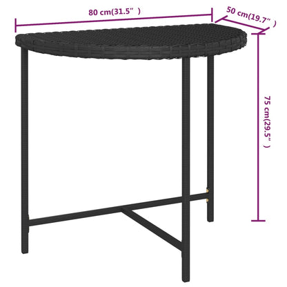 Garden Table Black Poly rattan Medium Durable Garden Table