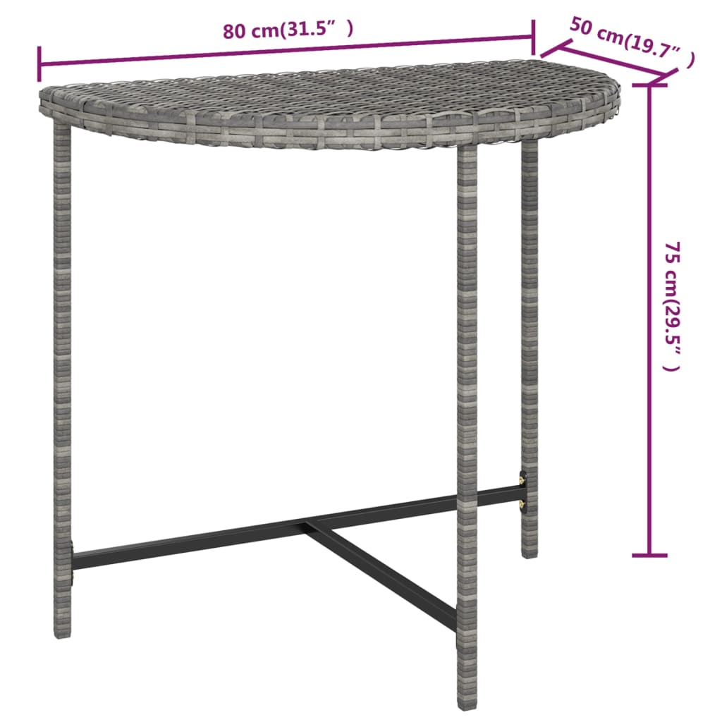 Garden Table Grey Poly rattan, powder-coated steel Medium Durable