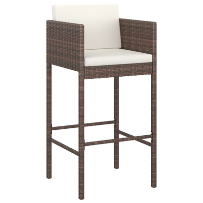 Bar Stool Set of 4 Brown Poly Rattan, Powder-Coated Steel