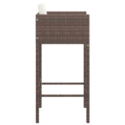 Bar Stool Set of 4 Brown Poly Rattan, Powder-Coated Steel