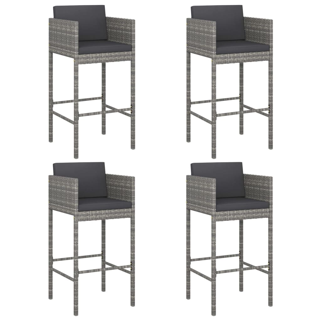 Bar Stool Set of 4 Grey Poly Rattan