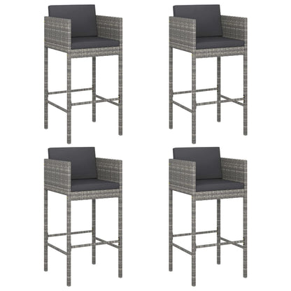 Bar Stool Set of 4 Grey Poly Rattan