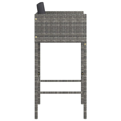 Bar Stool Set of 4 Grey Poly Rattan