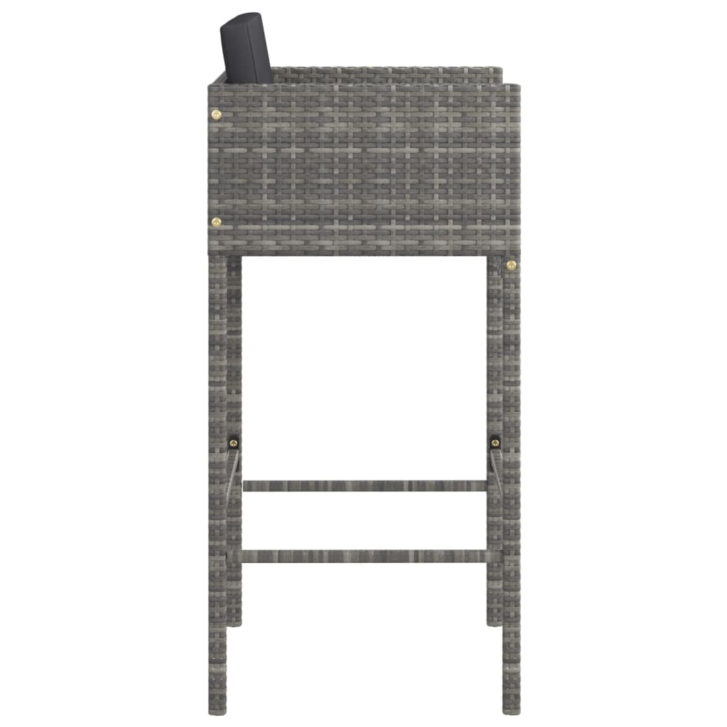 Bar Stool Set of 4 Grey Poly Rattan