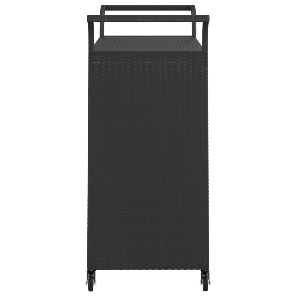 Bar Cart with Drawer Black 39.4"x17.7"x38.2" Poly Rattan