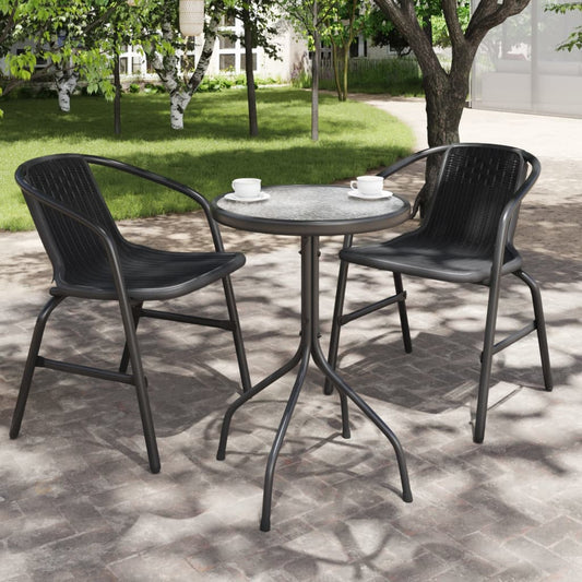 Garden Table Anthracite Steel, Glass Small Durable Garden Table