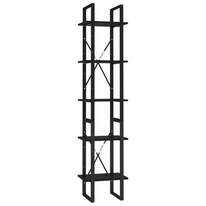 Book Cabinet Black Engineered Wood Medium 5 Tier Book Cabinet