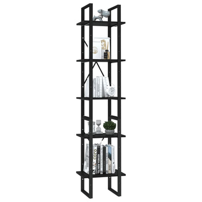 Book Cabinet Black Engineered Wood Medium 5 Tier Book Cabinet