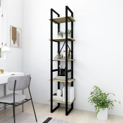 Book Cabinet Sonoma oak and black Engineered wood and metal Medium