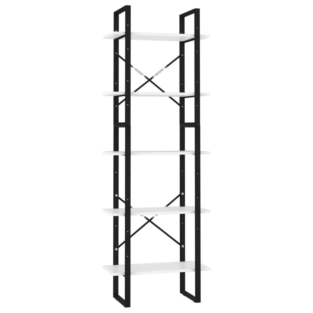 Book Cabinet White, Black Engineered wood, Metal 22.8 Storage