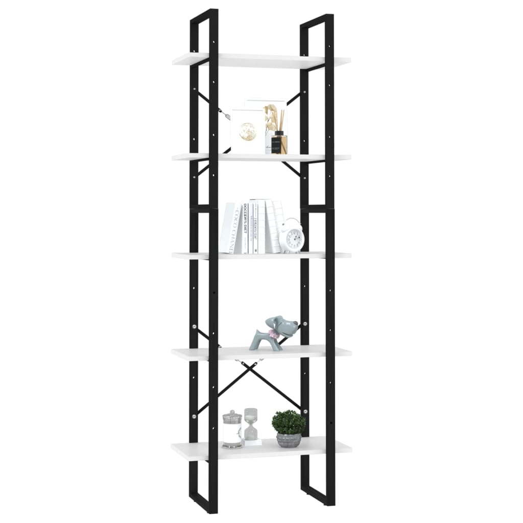 Book Cabinet White, Black Engineered wood, Metal 22.8 Storage
