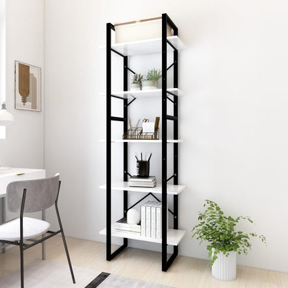 Book Cabinet White, Black Engineered wood, Metal 22.8 Storage
