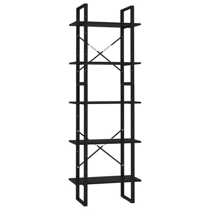 5-Tier Book Cabinet Black 23.6"x11.8"x68.9" Engineered Wood