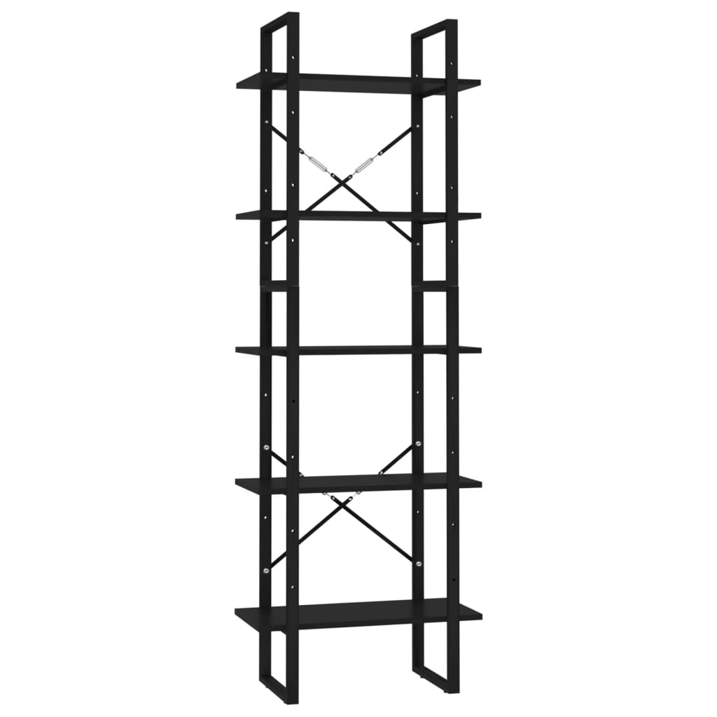 5-Tier Book Cabinet Black 23.6"x11.8"x68.9" Engineered Wood