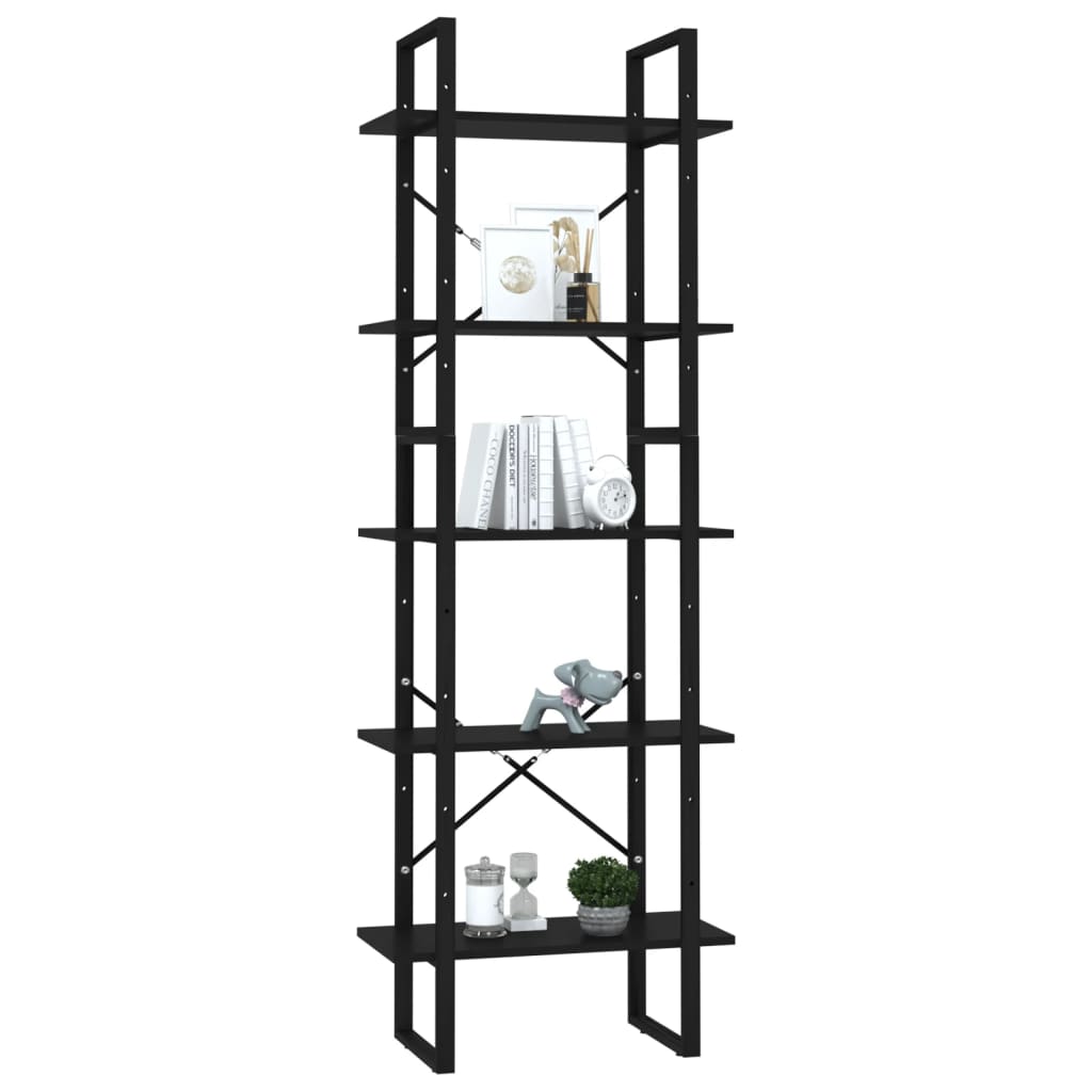 5-Tier Book Cabinet Black 23.6"x11.8"x68.9" Engineered Wood