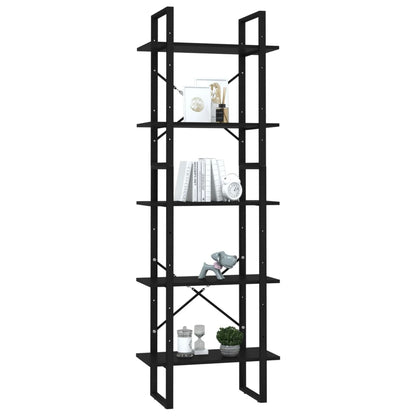 5-Tier Book Cabinet Black 23.6"x11.8"x68.9" Engineered Wood