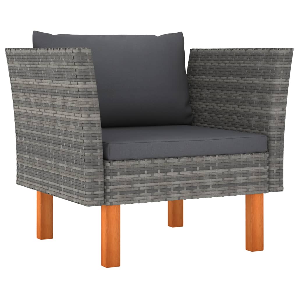 Garden Lounge Set Grey PE Rattan 7 Piece Set Modular