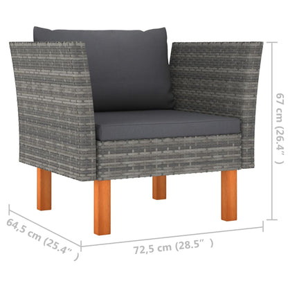 Garden Lounge Set Gray PE Rattan Medium Removable Covers