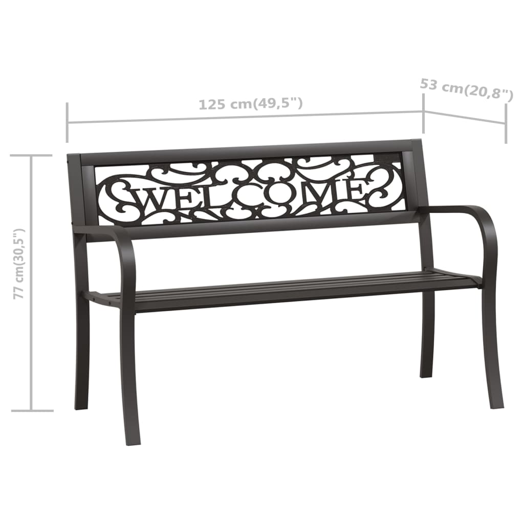 Garden Bench Black Powder-coated steel and plastic Standard