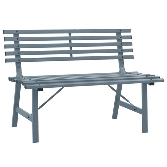 Garden Bench Grey Powder-Coated Steel Medium Garden Bench