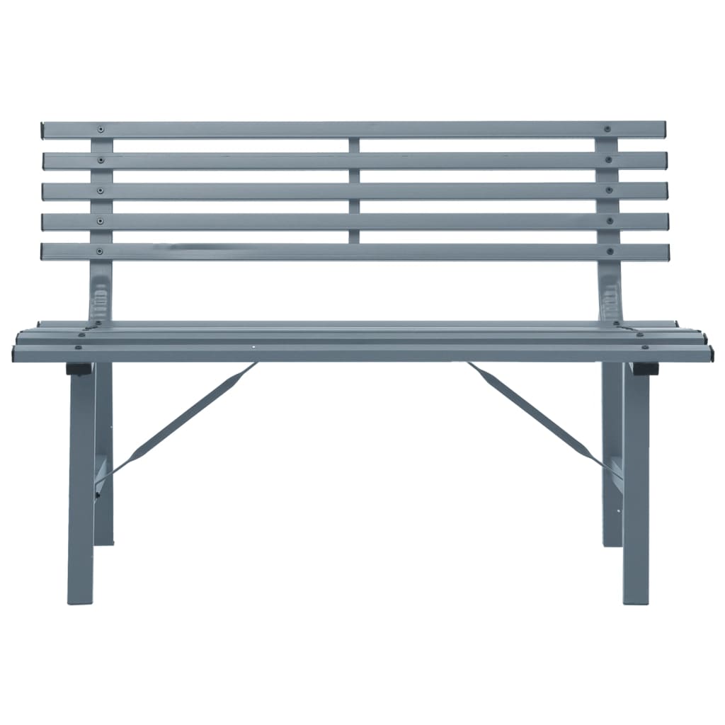 Garden Bench Grey Powder-Coated Steel Medium Garden Bench