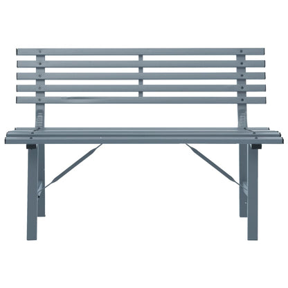 Garden Bench Grey Powder-Coated Steel Medium Garden Bench