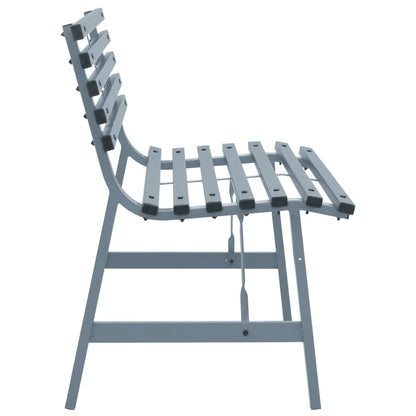 Garden Bench Grey Powder-Coated Steel Medium Garden Bench