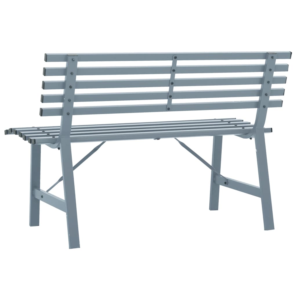 Garden Bench Grey Powder-Coated Steel Medium Garden Bench