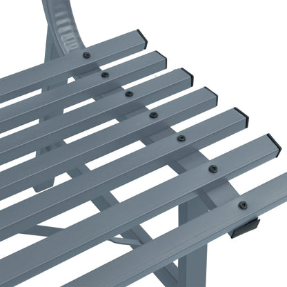 Garden Bench Grey Powder-Coated Steel Medium Garden Bench