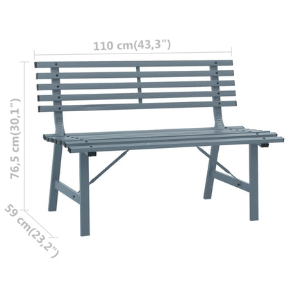 Garden Bench Grey Powder-Coated Steel Medium Garden Bench