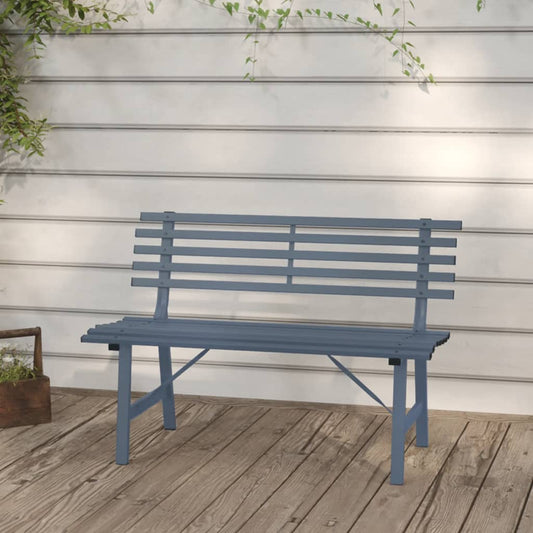 Garden Bench Grey Powder-Coated Steel Medium Garden Bench