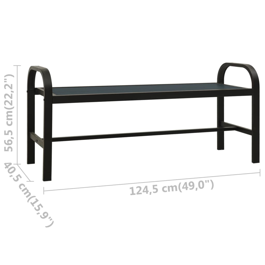 Garden Bench Black Steel, WPC Standard Durable Garden Bench